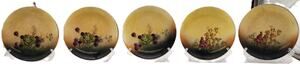 Set of 5 Vintage Hand-Painted Fruit Plates Grapes & Berries 6.5" Gold Trim Glaze